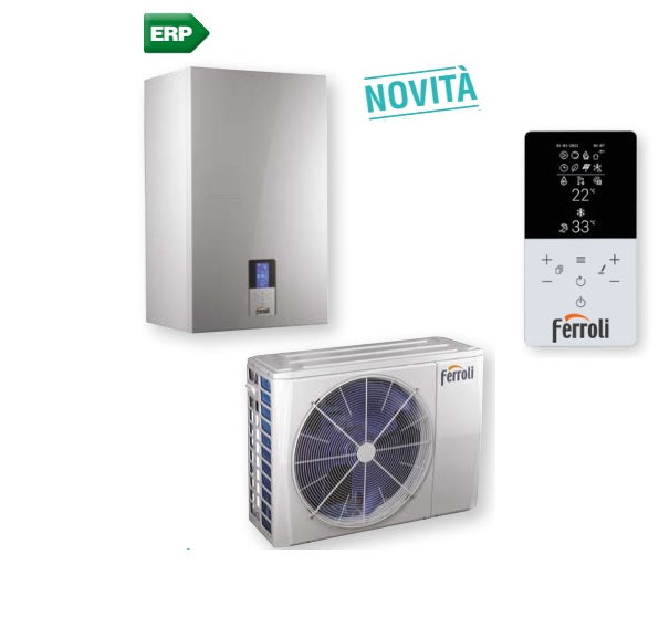 Ferroli Pompa Di Calore Ibrida Aria/Acqua Omnia S Hybrid C 10 kW per installazione splittata con produzione sanitaria istantanea comando incluso a bordo macchina