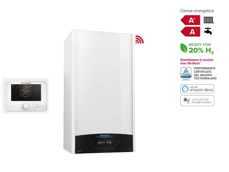Ariston Caldaia a Condensazione Genus ONE+ NET 35 kW WiFi Metano/Gpl Sensys di Serie Con Kit Scarico Fumi