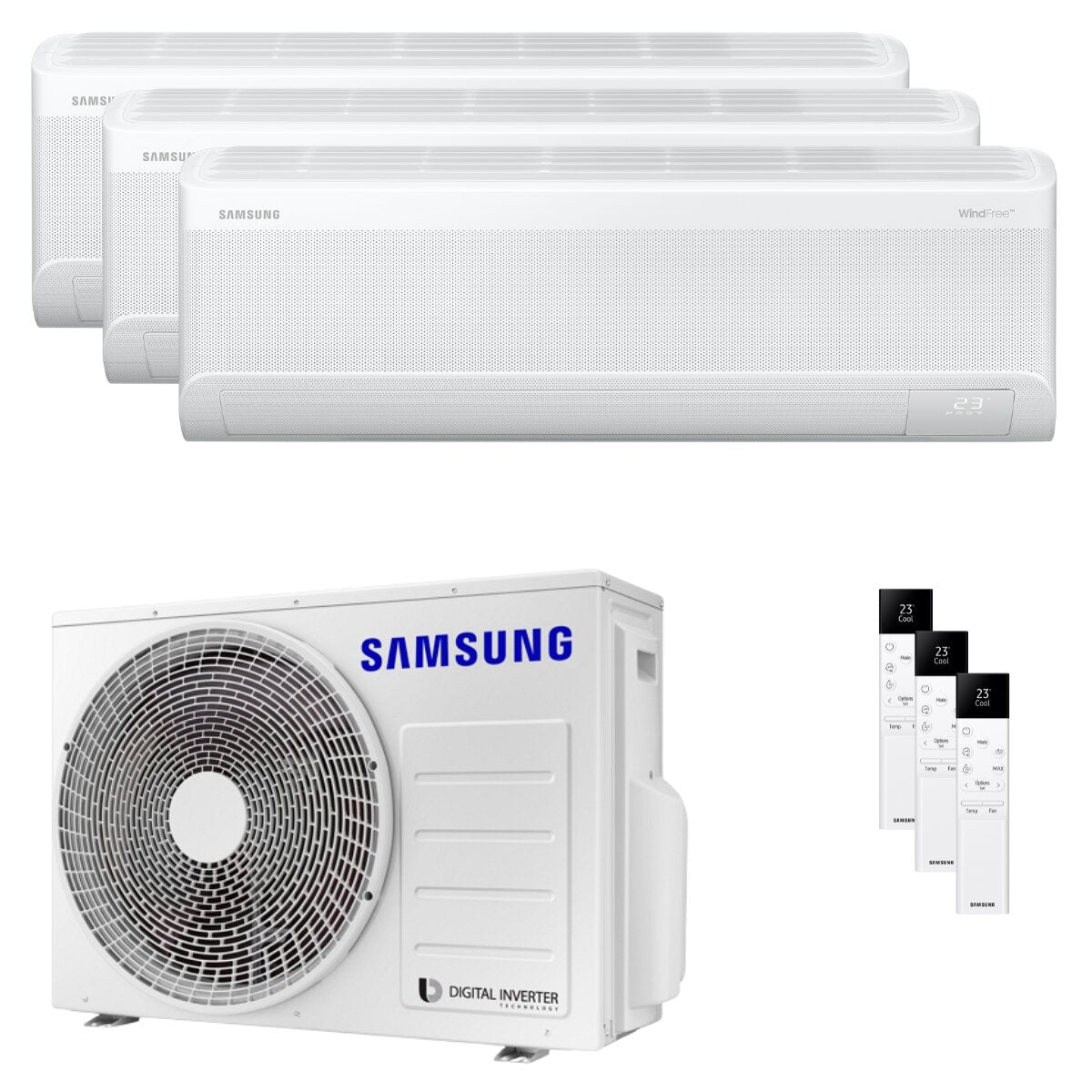 Samsung Condizionatore Windfree Avant S2 trial split 7000+9000+12000 BTU inverter A++ wifi unità esterna 6.8 kW