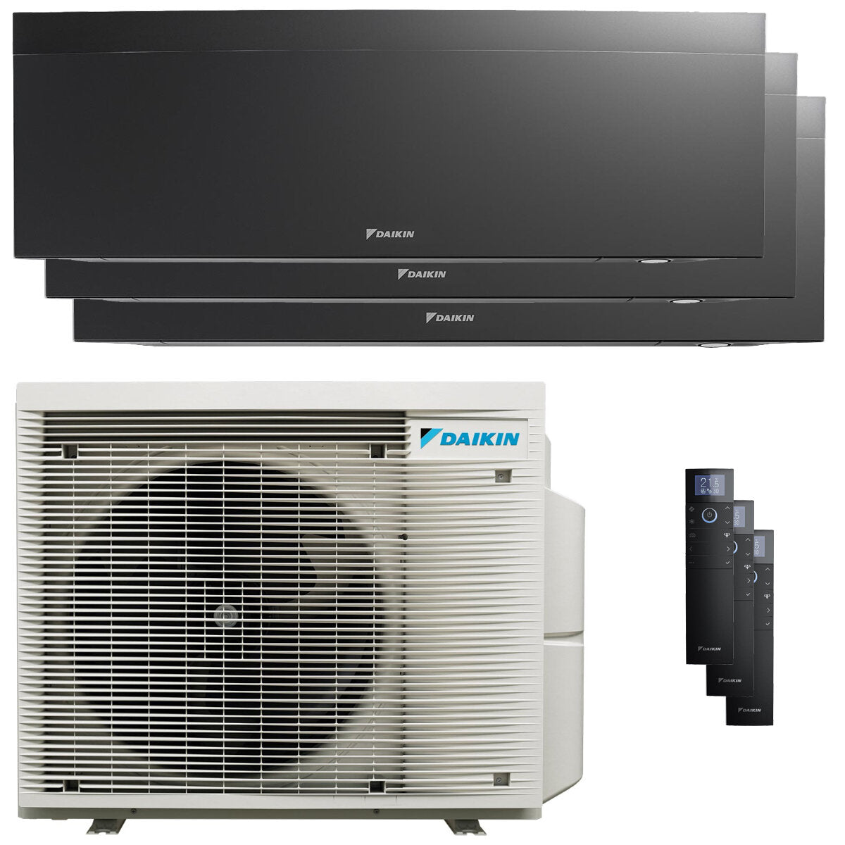 Daikin Condizionatore Emura 3 trial split 7000+7000+18000 BTU inverter A++ wifi unità esterna 5 kW Nero