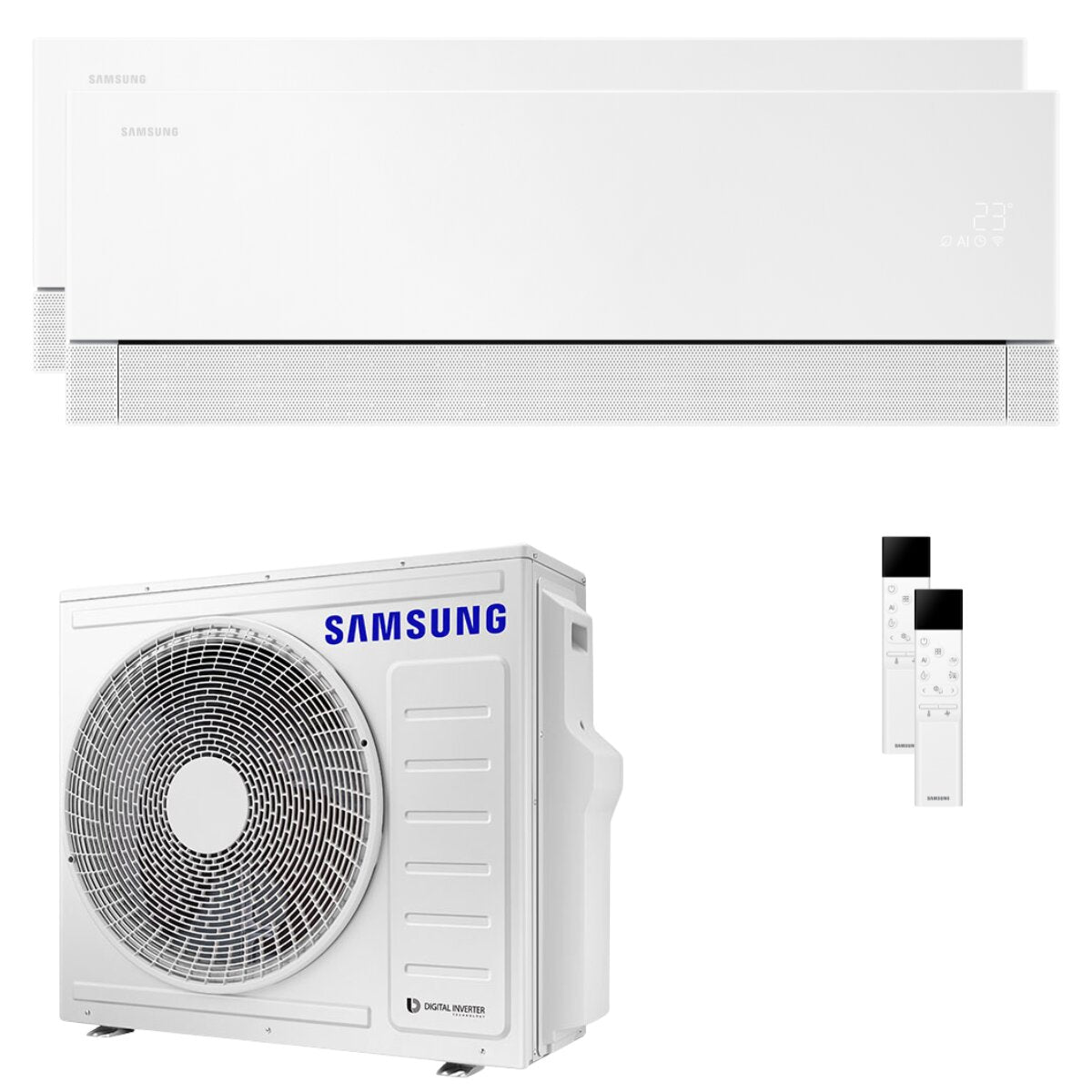 Samsung Condizionatore WindFree Première dual split 12000+18000 BTU inverter A++ wifi unità esterna 8 kW Essential White