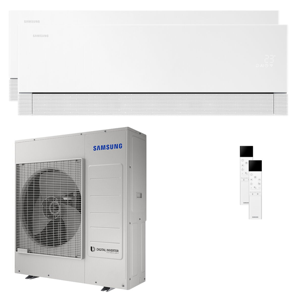 Samsung Condizionatore WindFree Première dual split 24000+24000 BTU inverter A++ wifi unità esterna 10 kW Essential White