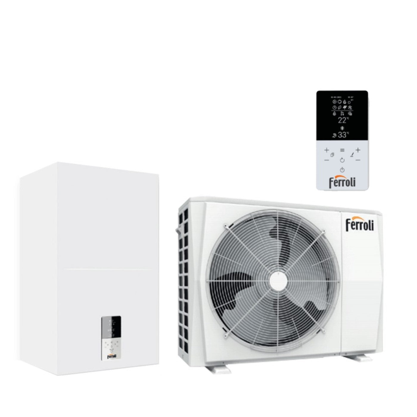 Ferroli Pompa Di Calore Ibrida Aria/Acqua Omnia S Hybrid 3.2 C 8 kW per installazione splittata con produzione sanitaria istantanea comando incluso a bordo macchina