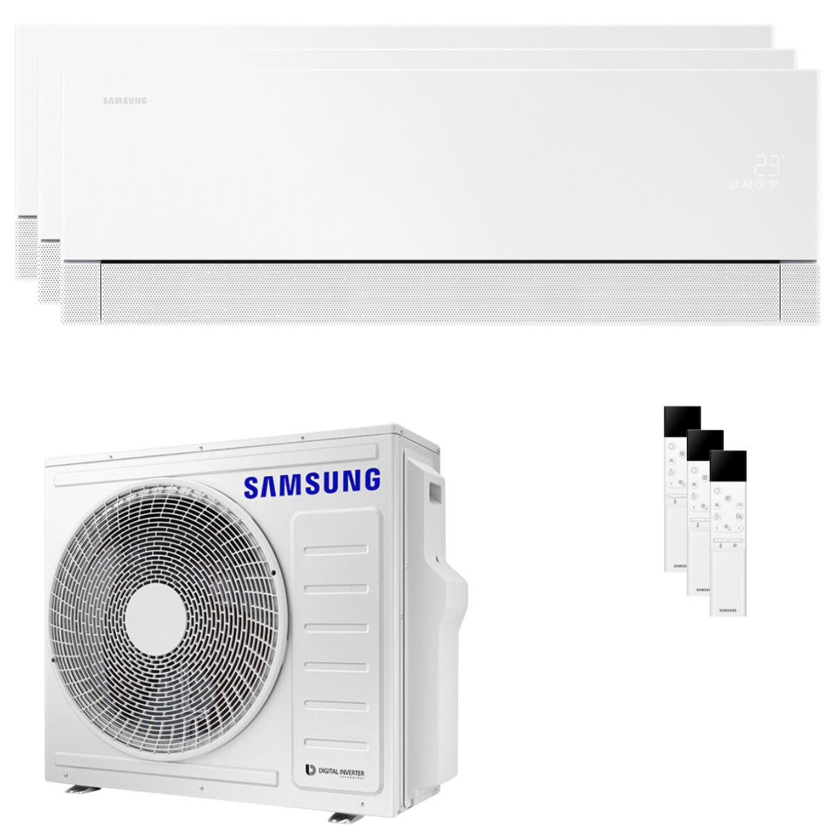 Samsung Condizionatore WindFree Première Plus trial split 12000+12000+12000 BTU inverter A++ wifi unità esterna 8 kW Soapstone Charcoal