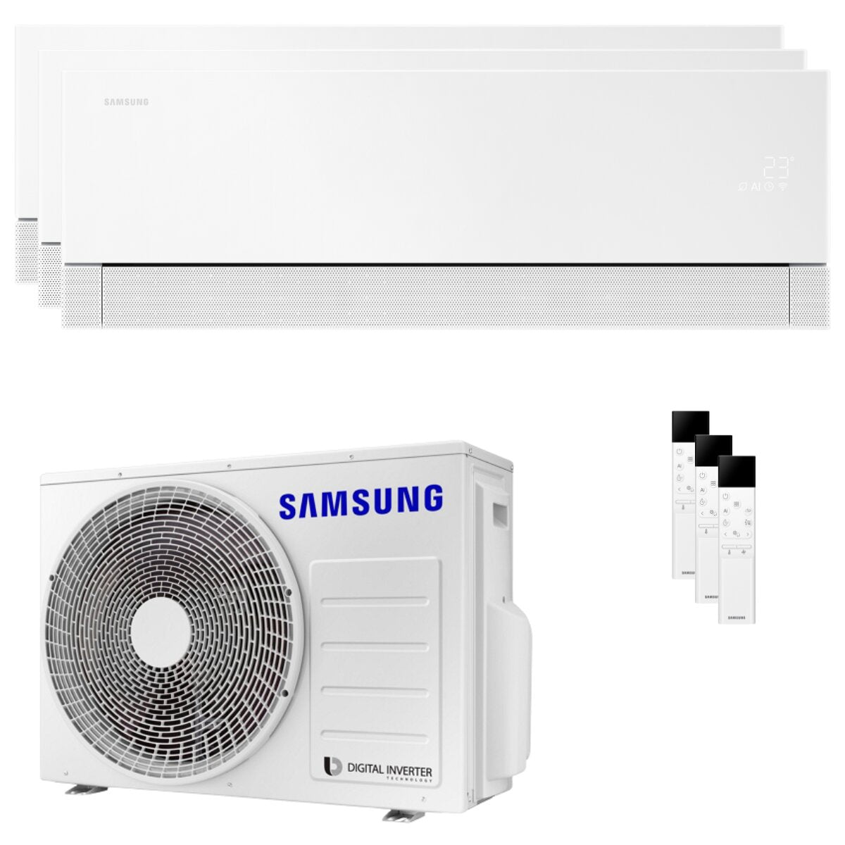 Samsung Condizionatore WindFree Première Plus trial split 7000+9000+9000 BTU inverter A++ wifi unità esterna 5.2 kW Soapstone Charcoal
