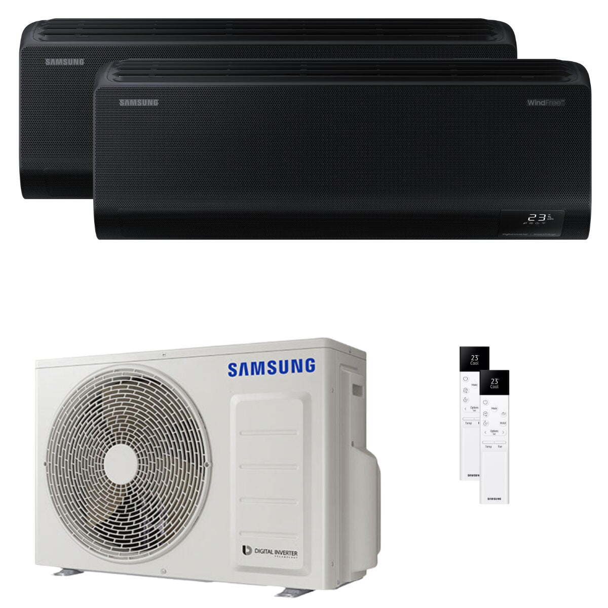 Samsung Condizionatore Windfree Black dual split 7000+9000 BTU inverter A+++ wifi unità esterna 4 kW