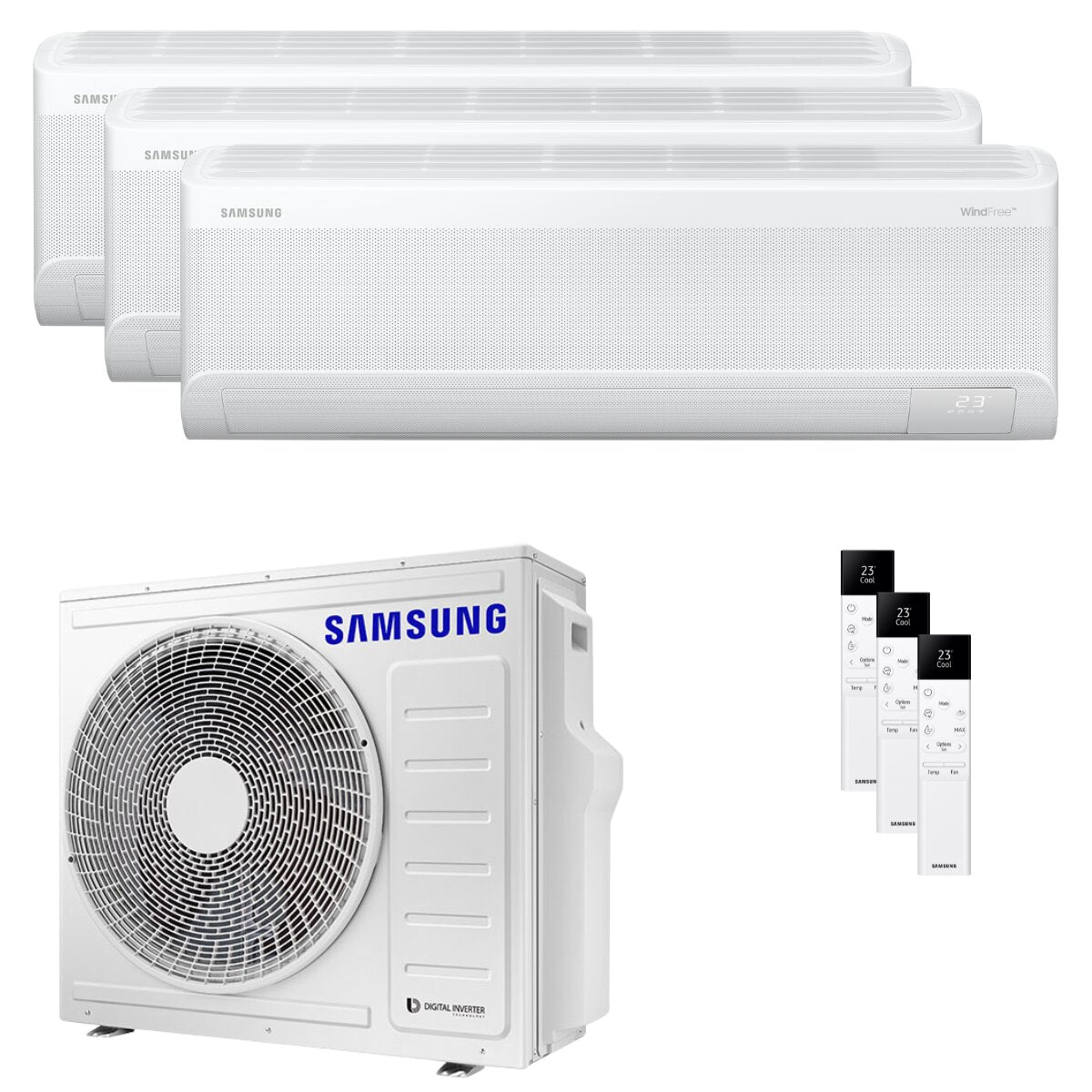 Samsung Condizionatore Windfree Avant S2 trial split 9000+12000+12000 BTU inverter A++ wifi unità esterna 6.8 kW