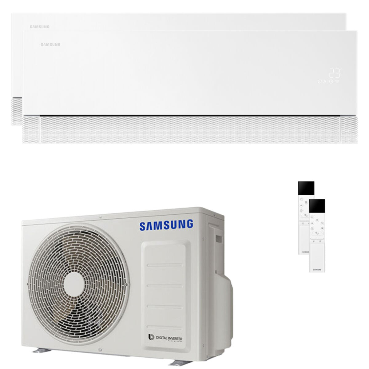 Samsung Condizionatore WindFree Première Plus dual split 7000+12000 BTU inverter A+++ wifi unità esterna 4 kW Soapstone Charcoal