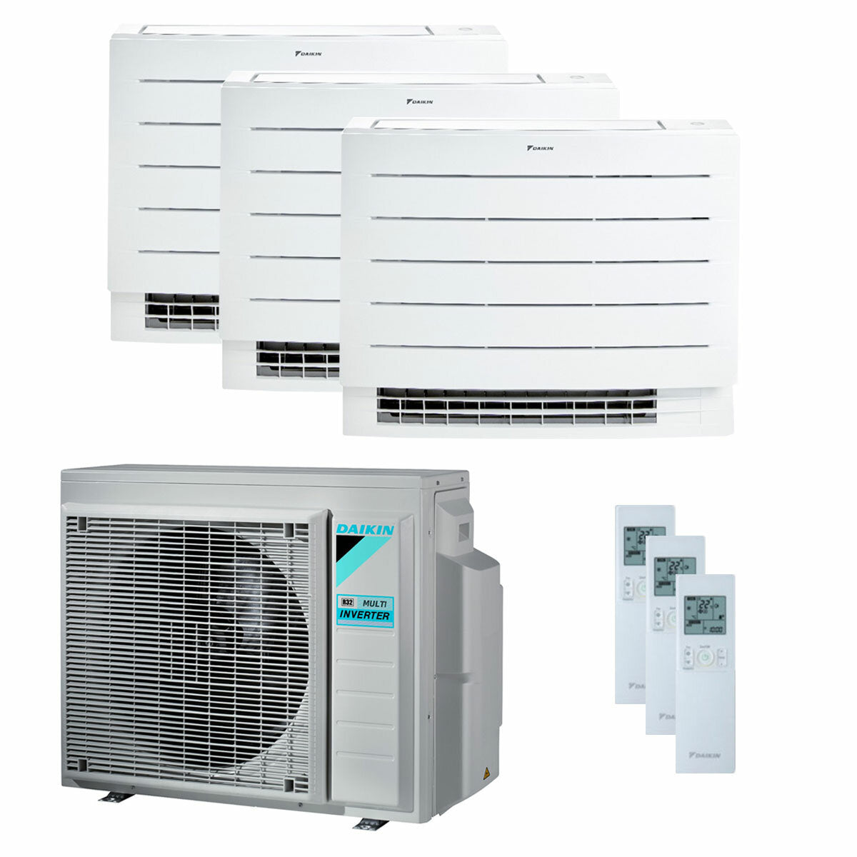 Daikin Condizionatore Perfera Floor trial split 7000+9000+12000 BTU inverter A+++ wifi unità esterna 5,2 kW