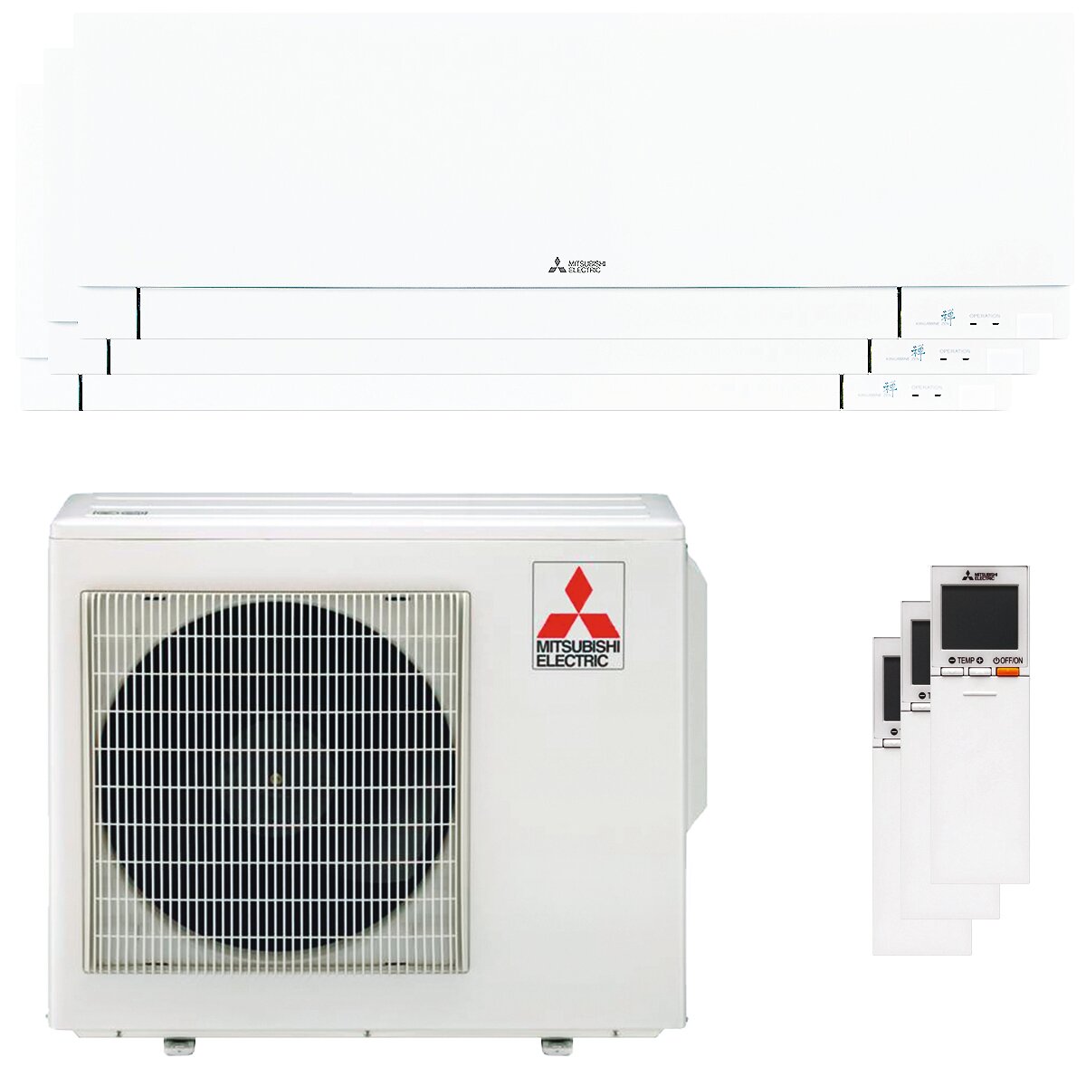 Mitsubishi Condizionatore Electric Kirigamine Zen Msz-ef trial split 9000+9000+12000 BTU inverter A++ wifi esterna 5,4 kW bianco